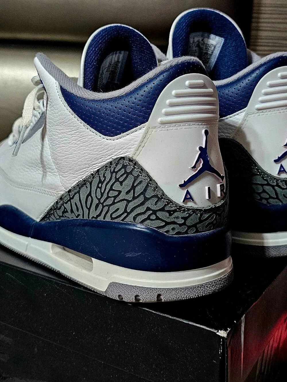 Air Jordan 3 Retro White Navy Men’s Sneakers Size 13